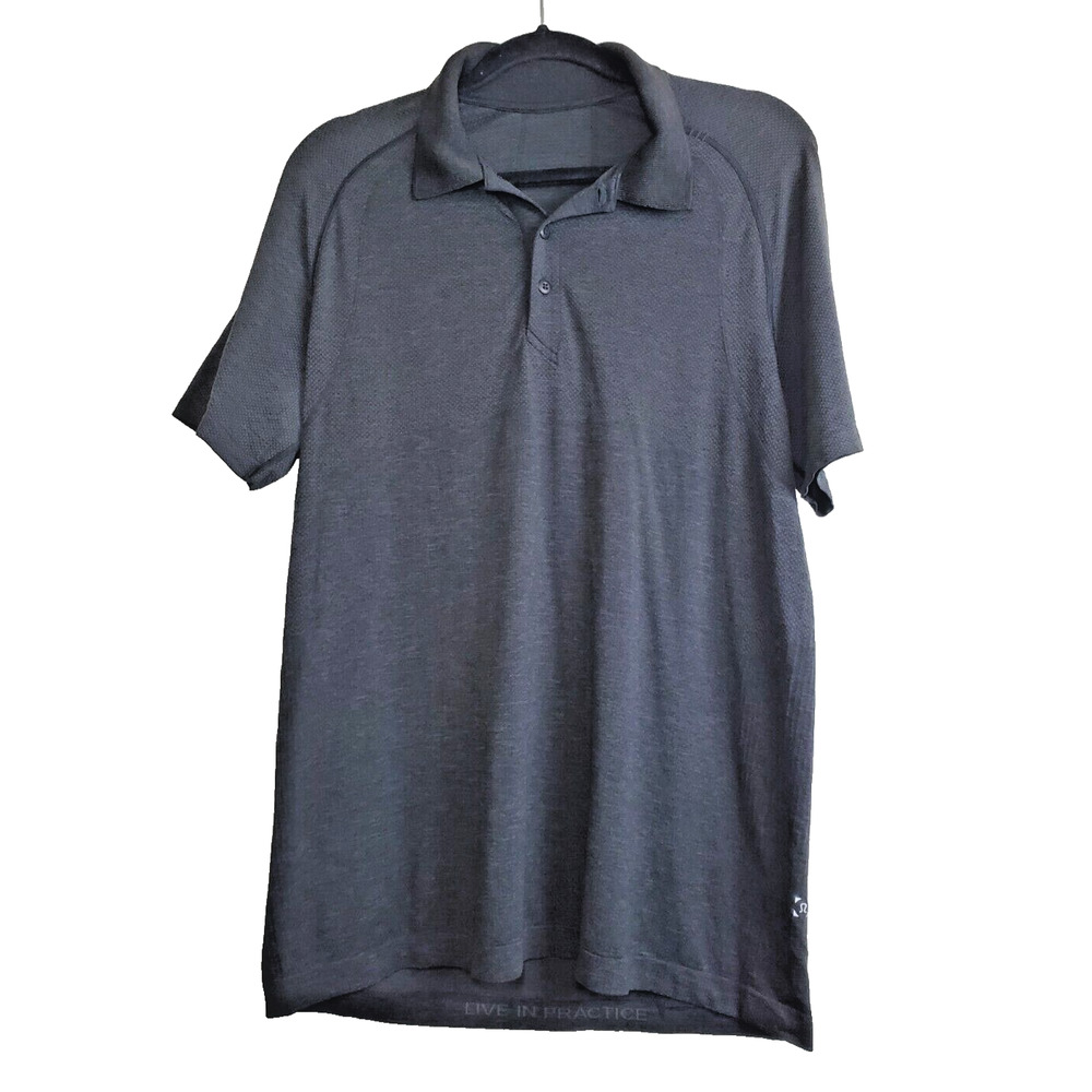 Lululemon‎ Mens Polo Shirt Short Sleeve Gray Vented Lightweight Golf Tennis